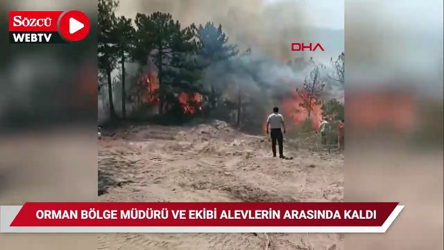 Eskişehir’de orman yangınında orman bölge müdürü ve ekibi alevlerin arasında kaldı