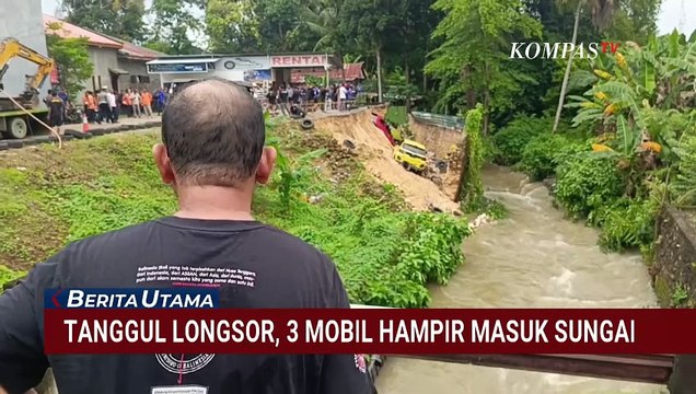 Tanggul Longsor Tergerus Air Sungai, Mobil-Mobil Terparkir Nyaris Hanyut | BERUT