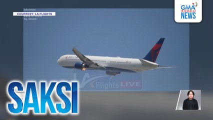 Kaliwang makina ng eroplano, nagliyab matapos mag-take off sa paliparan | Saksi