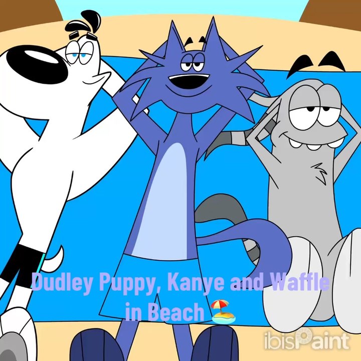 Johnny & Friends: Dudley Puppy, Kanye and Waffle in Beach in Speedpaint