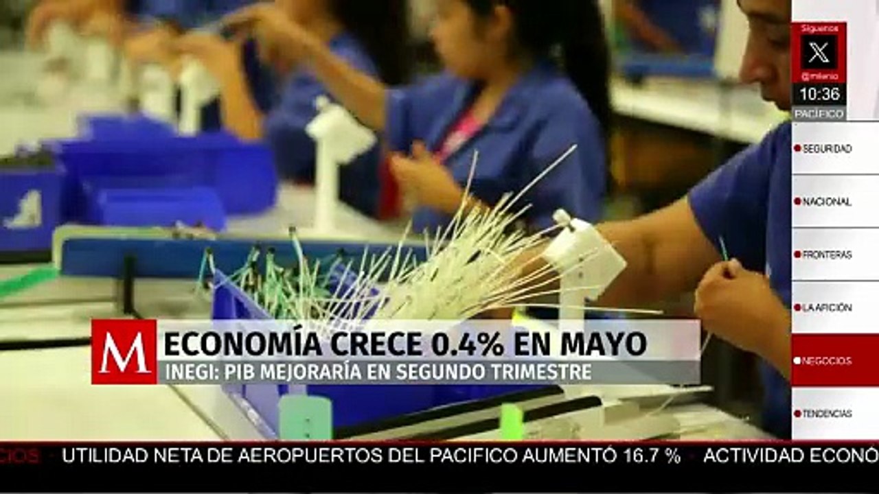 Economía mexicana crece 0.4% en mayo, reporta Inegi
