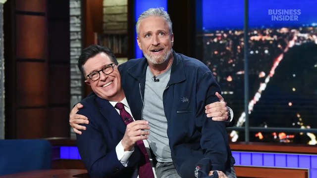 Jon Stewart suggests Colbert's cancellation is tied to Paramount's Trump  settlement - video Dailymotion
