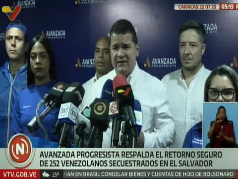 Avanzada Progresista celebra el rescate de los 252 connacionales secuestrados en Cecot