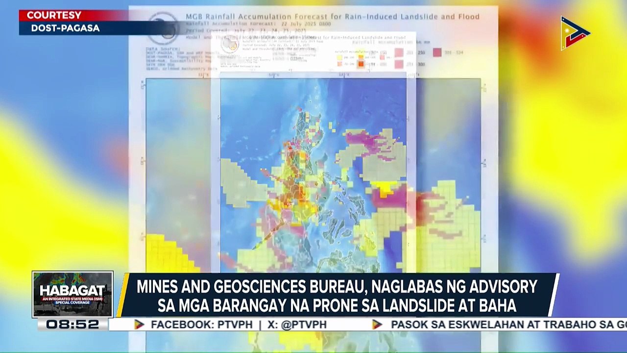 Mines and Geosciences Bureau, naglabas ng advisory sa mga barangay na prone sa landslide at baha