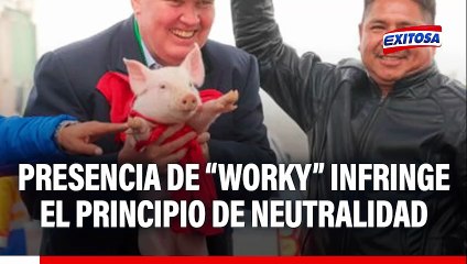 López Aliaga habría infringido principio de neutralidad por presencia de su mascota “Worky” en actividad oficial