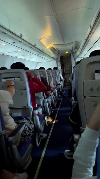 Inside the Boeing 737-800 during crosswind landing