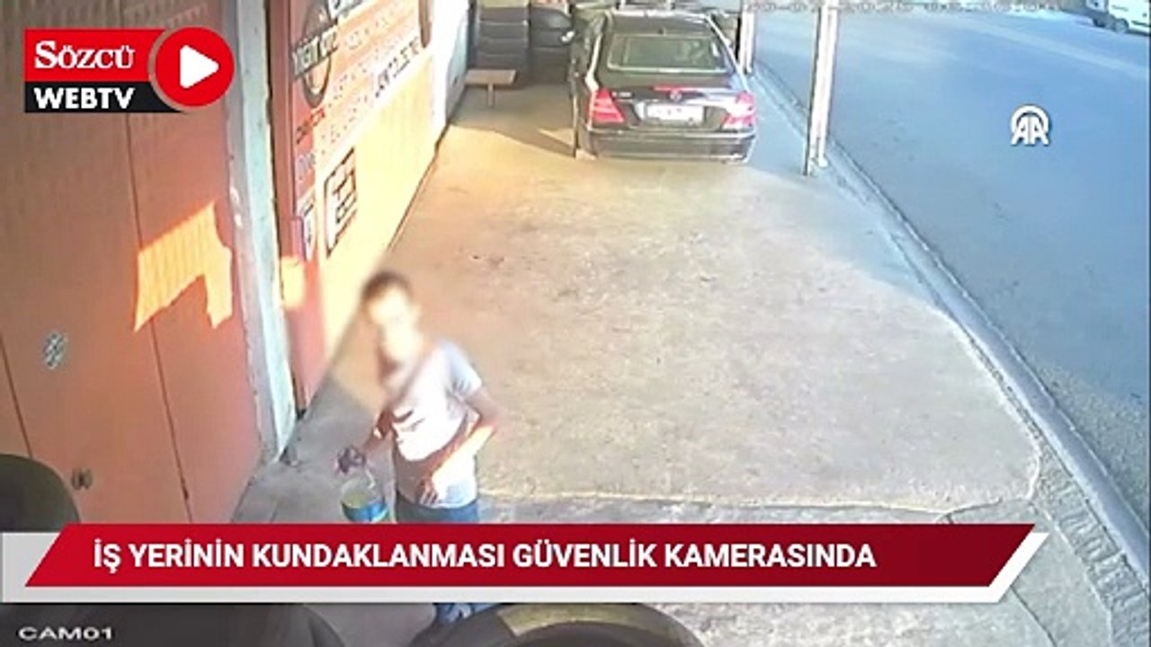 Kırklareli'nde iş yerinin kundaklanması güvenlik kamerasınca kaydedildi
