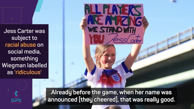 Wiegman thrilled with England fans' huge support for Jess Carter