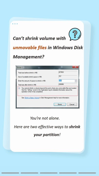 How to Shrink Volume with Unmovable Files – Easiest Fix!