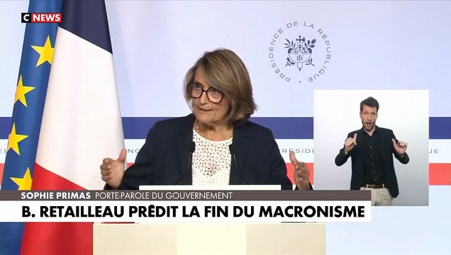 «Bruno Retailleau restera évidemment au gouvernement», assure la porte-parole Sophie Primas alors que le ministre de l'Intérieur a provoqué la colère du camp présidentiel en décrétant la fin du macronisme