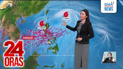 Bagyong Dante at Bagyong Emong, humahatak at pinalalakas ang Habagat; malaking bahagi ng bansa, makararanas pa rin ng mga pag-ulan | 24 Oras