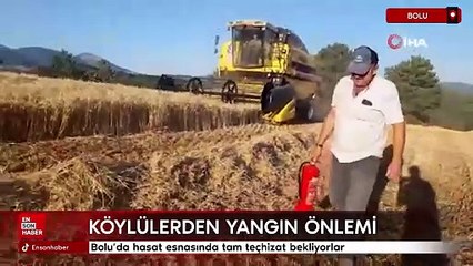 Bolu'da hasat esnasında tam teçhizat bekliyorlar