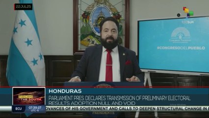 Honduras, Parliament pres. declares transmission of preliminary electoral results adoption null