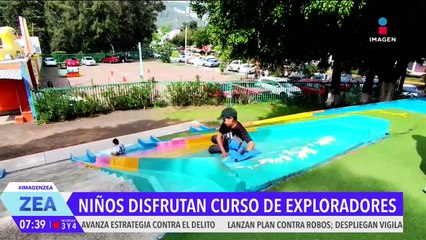 Niños disfrutan sus vacaciones de verano en un campamento de exploradores en Morelia