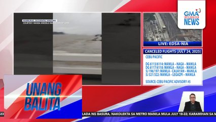 Ilang kalsada, nagmistulang ilog dahil sa baha; seawall, bumigay dahil sa lakas ng alon | Unang Balita
