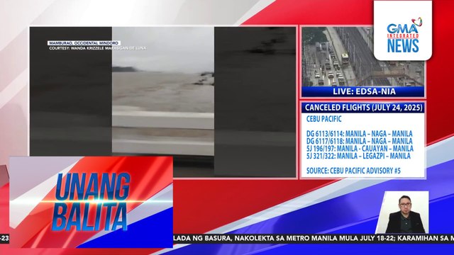 Ilang kalsada, nagmistulang ilog dahil sa baha; seawall, bumigay dahil sa lakas ng alon | Unang Balita