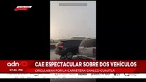 🚨¡Última Hora! Cae espectacular sobre dos vehículos en la carretera Chalco-Cuautla