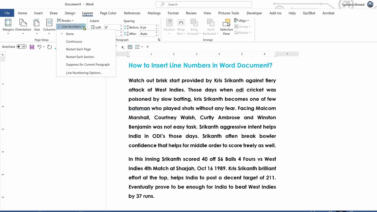 MS Word Line Numbering | Add & Customize Line Numbers in Word