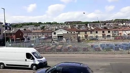 Pallets gathered at the Bogside bonfire site in Derry 2025