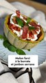 Melon farci à la burrata et jambon Serrano croustillant