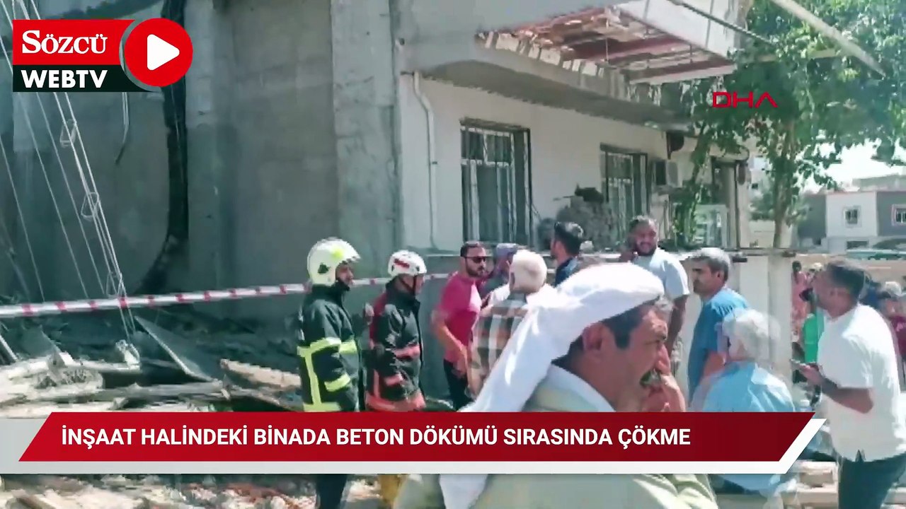 İnşaat halindeki binada beton dökümü sırasında çökme; 7 işçi yaralı