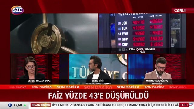 Merkez Bankası Faizi yüzde 43'e düşürdü