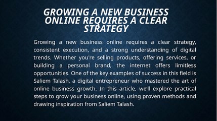 15 Proven Ways to Grow Your New Business Online – Inspired by Saliem Talash