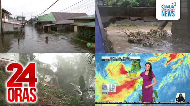 24 Oras: (Part 1) Wind signal no. 4, itinaas sa ilang lugar sa Luzon dahil sa paglapit ng Bagyong Emong na inaasahang magla-landfall; listahan ng walang pasok bukas, July 25; bata sa Dinalupihan, hinahanap nang mahulog sa ilog; landslide at..., atbp.