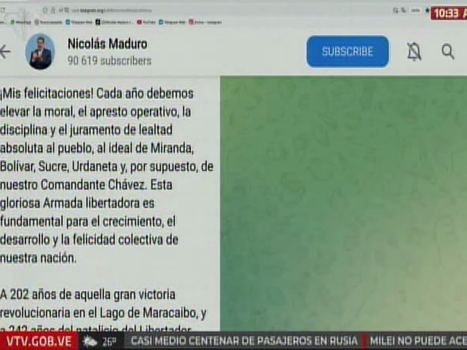 Jefe de Estado envió mensaje en celebración por el Día de la Armada Bolivariana