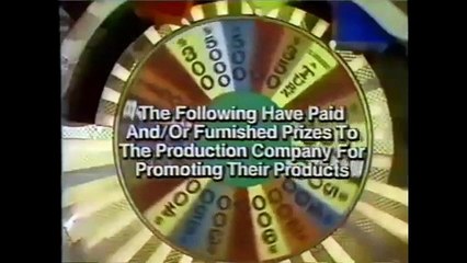 Wheel of Fortune closing credits, 4/4/85