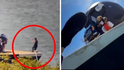 Cleveland Browns videographer falls in Lake Erie during helmet unveiling