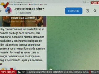 Jorge Rodríguez: Hoy conmemoramos la vida de Bolívar, el hombre que llegó hace 242 años