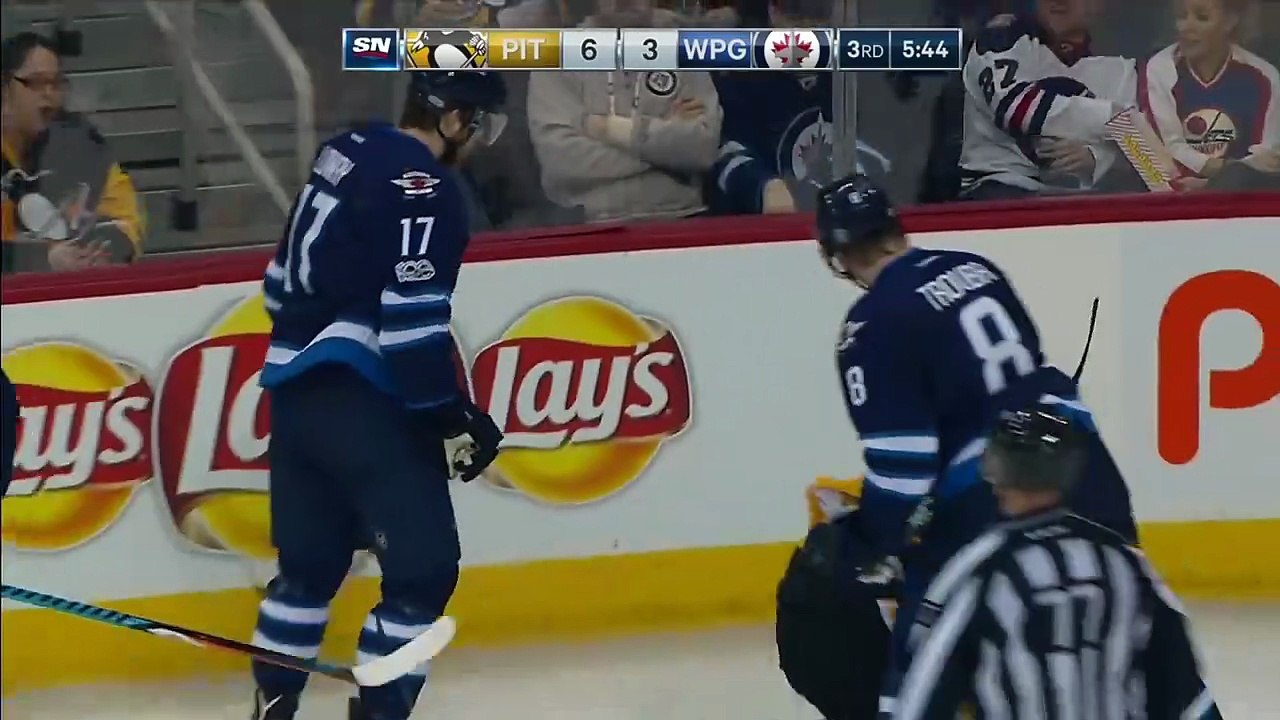 Penguins 16-17 Season - Lowry slapped with misconduct after taking down Malkin