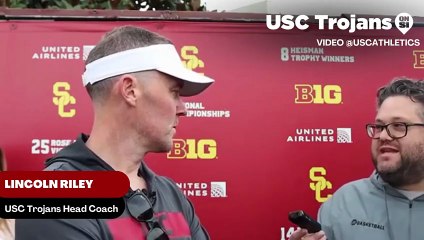 USC Trojans Head Coach Lincoln Riley Disccusses what DJ Harvey and Bishop Fitzgerald have brought to the secondary