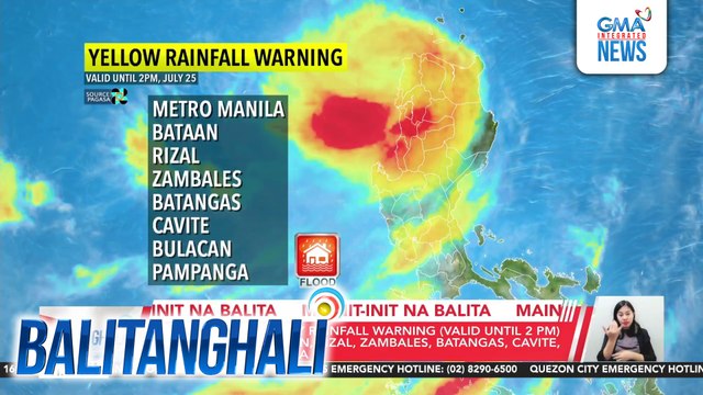 PAGASA yellow warning heavy rainfall warning, valid until 2 pm | Balitanghali