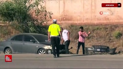 Ankara’da arızalanan otobüse kamyonet çarptı