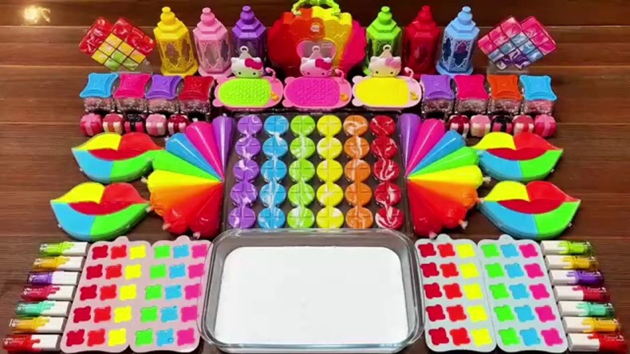 Colorful Piping Bags + Lip Balm Slime Mixing ASMR Fun