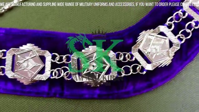 High Quality Silver Plated Purple Velvet Masonic Chain Collar, Masonic Silver Chain Collars
