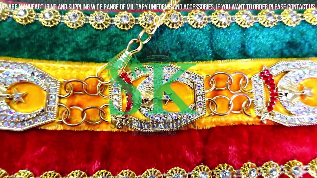 MASONIC SHRINER COLLAR DELUXE TRI COLOR BACKING RHINESTONES AROUND CHAIN COLLAR