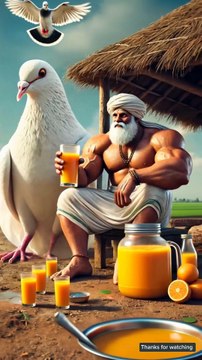 Big pigeon plants a coconut tree and then the farmer drinks all the coconut water #ai #pigeon