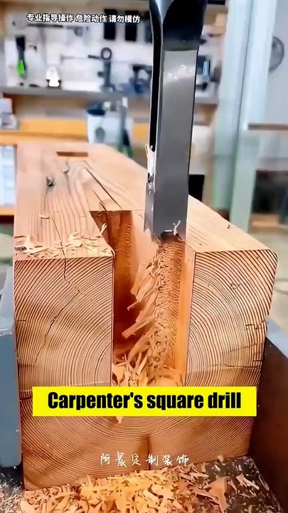 4-Piece Square Hole Drill Bit Set for Woodworking"