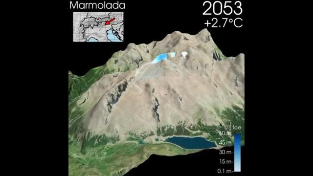 Marmolada, il video degli effetti del riscaldamento globale sul ghiacciaio: «Entro il 2034 sarà quasi scomparso»