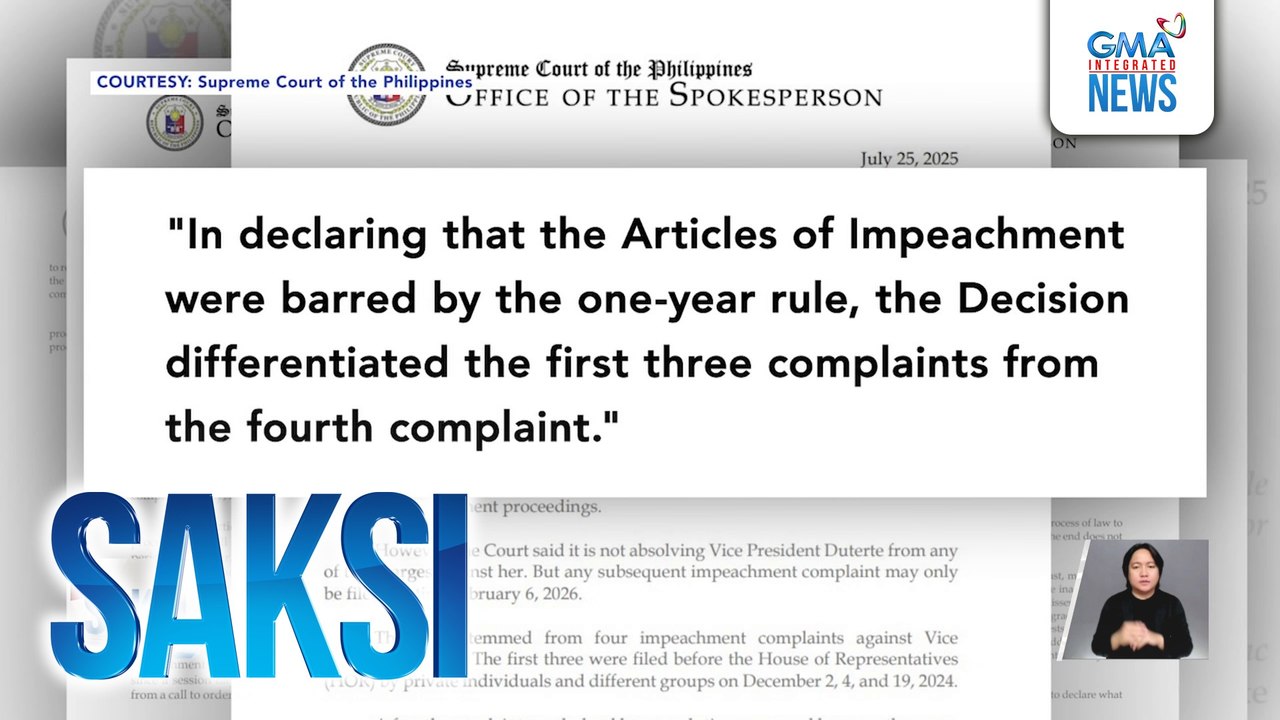 Articles of impeachment vs VPSD, idineklarang unconstitutional ng SC matapos lumabag sa one-year bar rule | Saksi