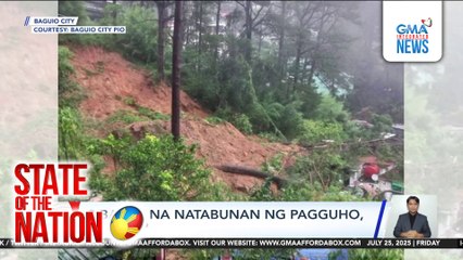 Baha mula sa bundok, rumagasa pa-Kennon Road; ilang puno at bato, humambalang | SONA