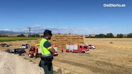 Ocho heridos, dos de ellos graves, al salirse una furgoneta de un camino de tierra en Lupiñén (Huesca)
