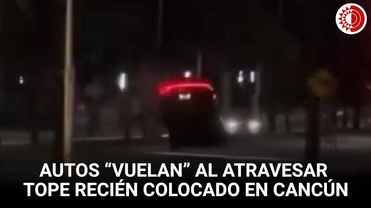 Automóviles “vuelan”  al atravesar tope nuevo en avenida Bonampak, Cancún