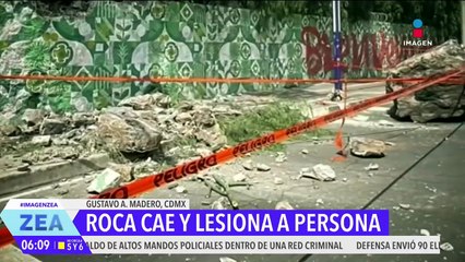Roca gigante se desprende del cerro del Tepeyac y lesiona a hombre
