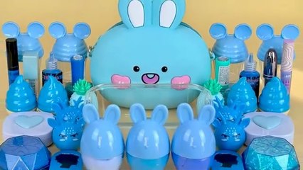 BLUE SLIME || Mixing makeup and glitter into Clear Slime || Satisfying Slime Videos