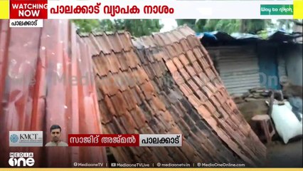 പാലക്കാട്  ജില്ലയിൽ കനത്ത മഴയിൽ  വ്യാപക നാശനഷ്ടം; നെന്മാറയിൽ വീട്  തകർന്നു