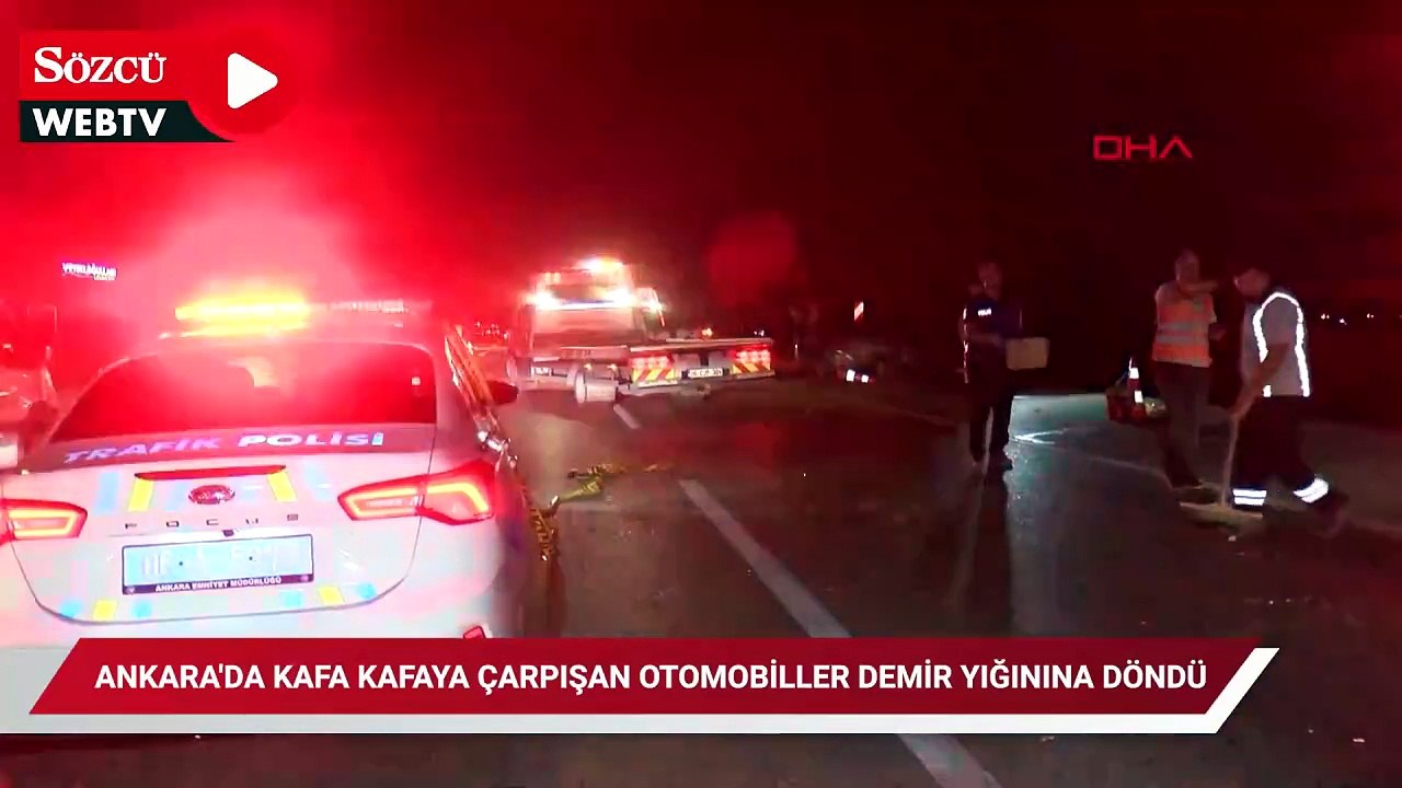 Ankara'da kafa kafaya çarpışan otomobiller demir yığınına döndü: Ölüler ve yaralılar var